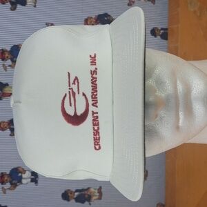 Vintage embroidered Crescent Airways helicopter aviatio white & red snapback hat